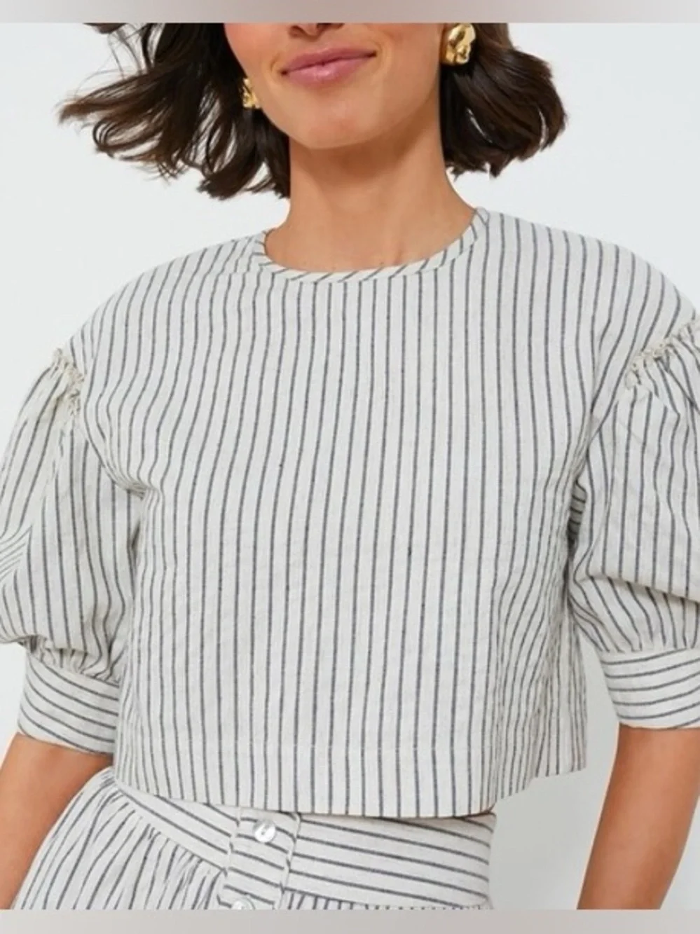 NWT Tuckernuck Edie 100% linen stripe blouse medium